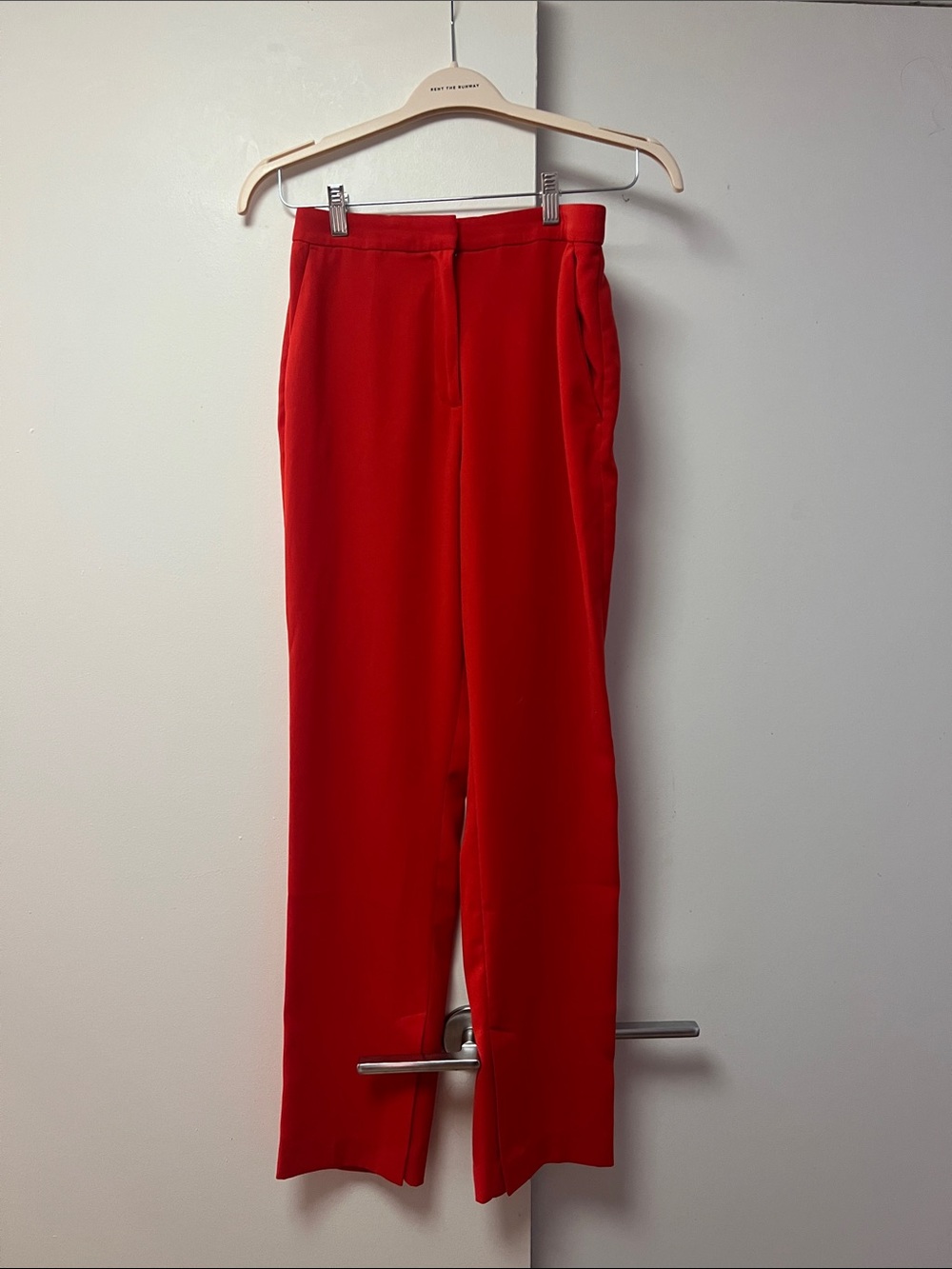 Bright Red High-Waist Tailored Trousers